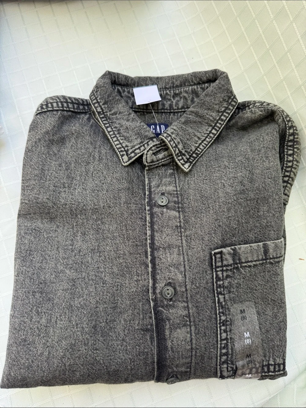 GAP Washed Charcoal Button-Down Denim Cotton Shirt